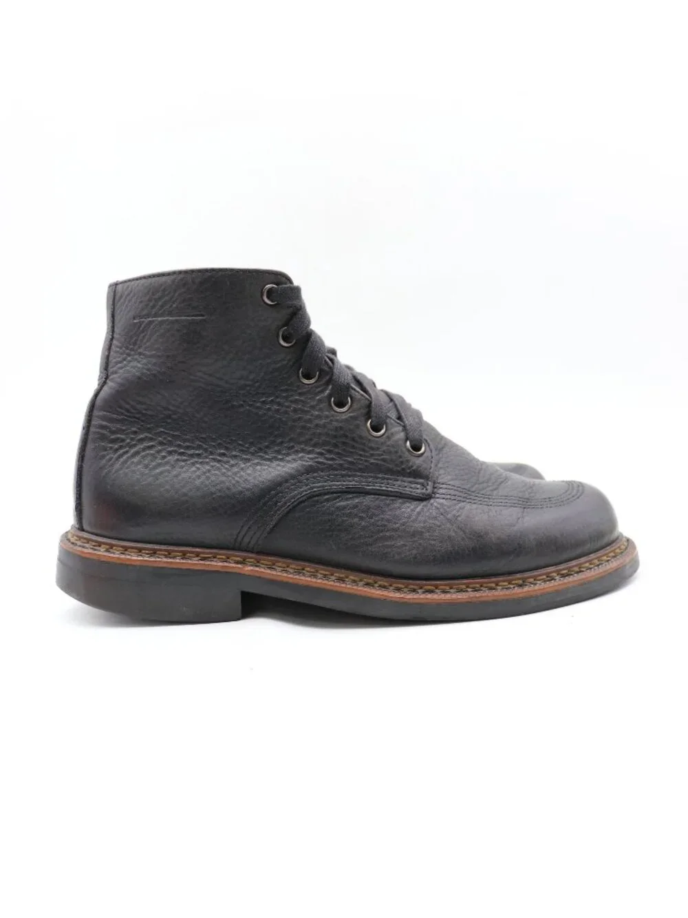 Broken Homme Davis Men's Size 8.5 Black Leather Boots Lace Up Shoes Made in USA